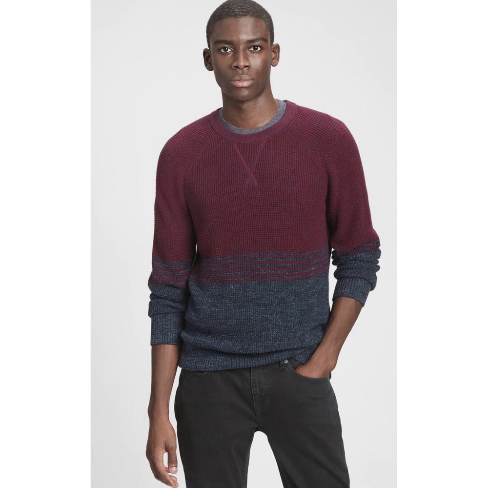 Gap Men's Color Block Stripe Classic Raglan Sweater Size XL